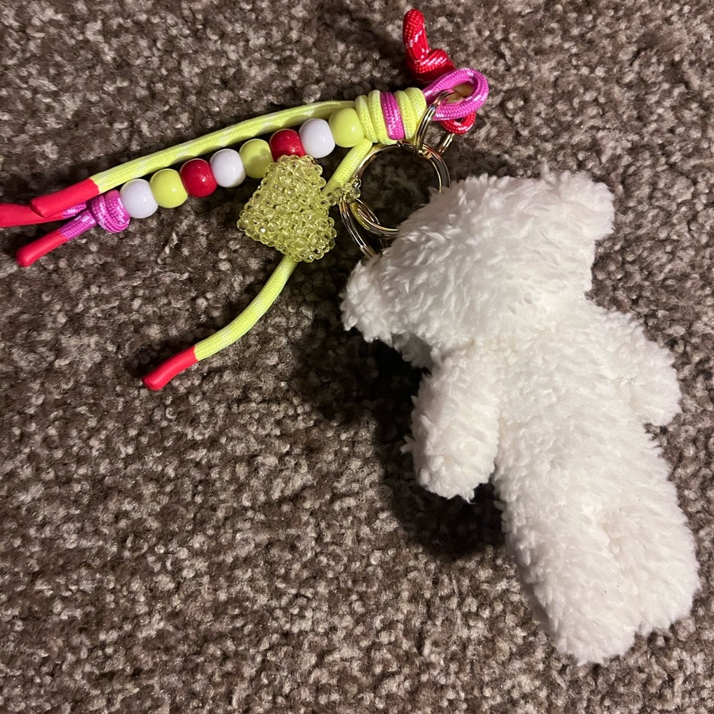 LAST CHANCE - WILL DONATE Steve Madden Bag Charm Keychain Teddy Bear Nylon Cord - Picture 2 of 2